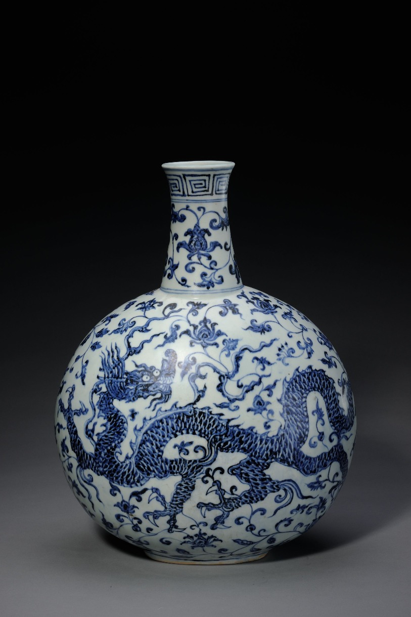 中国美術 青花 龍紋 筆筒(HA511) 工芸品