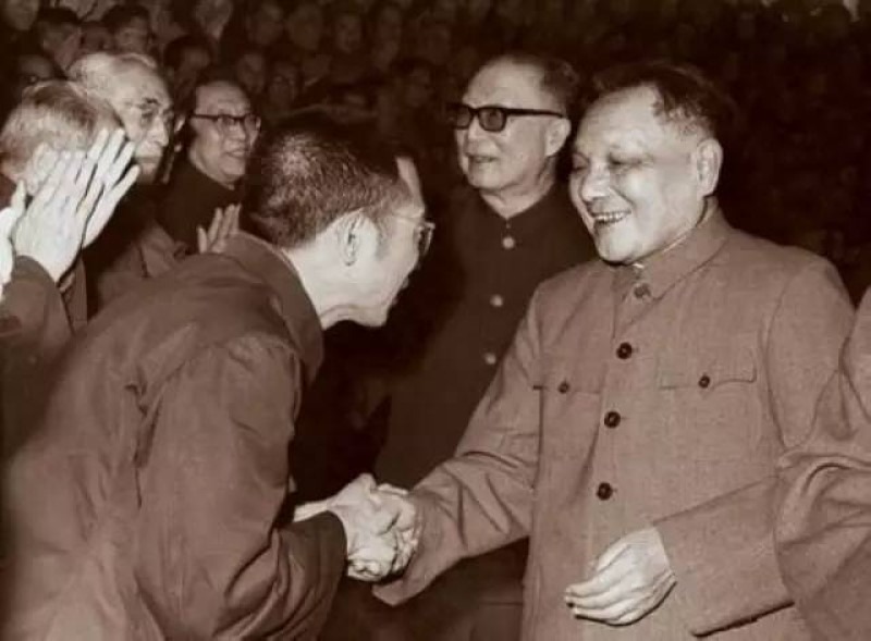 邓小平与数学家陈景润握手