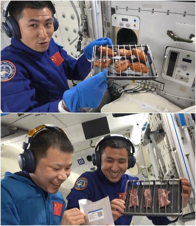 神舟二十一航天员成功烤出鸡翅