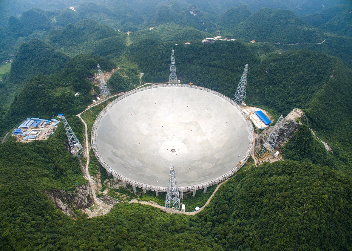「中國天眼」的靈敏度是世界第二大射電望遠鏡的2.5倍以上,可有效探索的空間範圍體積擴大4倍。 「中國天眼」的靈敏度是世界第二大射電望遠鏡的2.5倍以上,可有效探索的空間範圍體積擴大4倍。