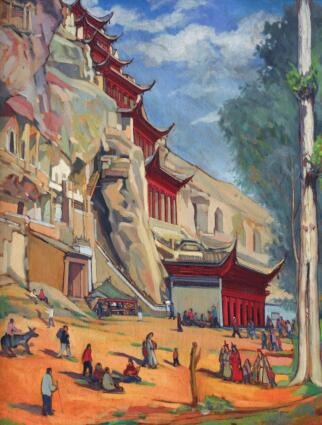 Chang Shuhong copying murals 04