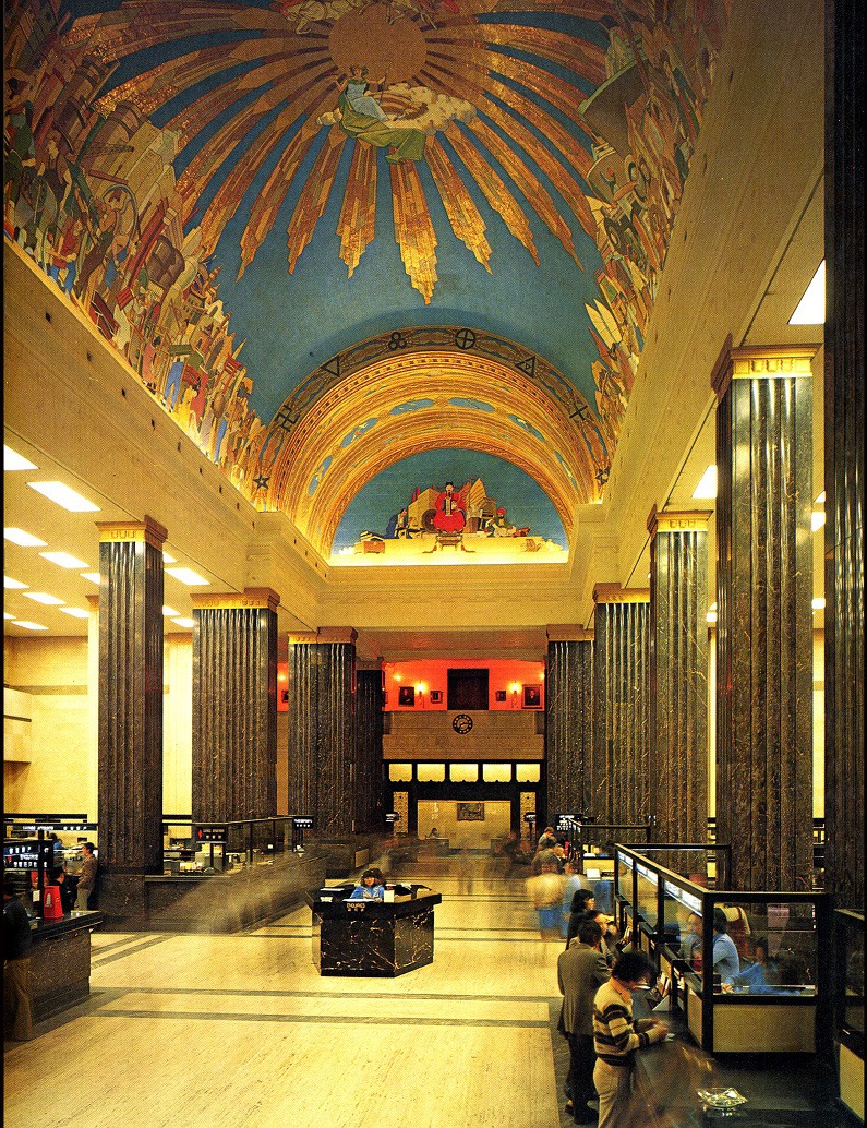 昔日舊滙豐銀行總部設有華麗的天花壁畫，大樓重建時只能保留部分。（圖片來源：滙豐銀行官網）