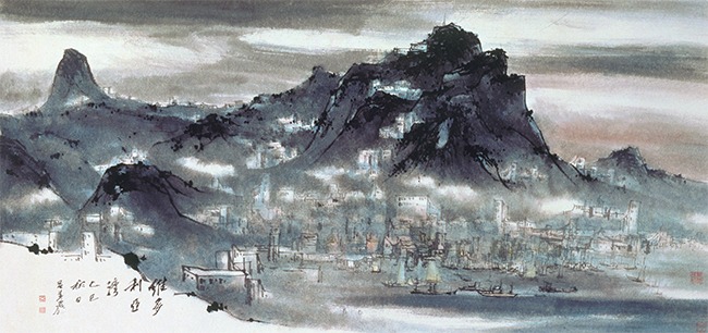 呂壽琨奉行「外師造化、中得心源」的理念，一有時間便到處寫生，為1950至70年代的香港留下不少水墨佳作。圖為他於1965年創作的《維多利亞灣》。（圖片來源：中國美術館官網）