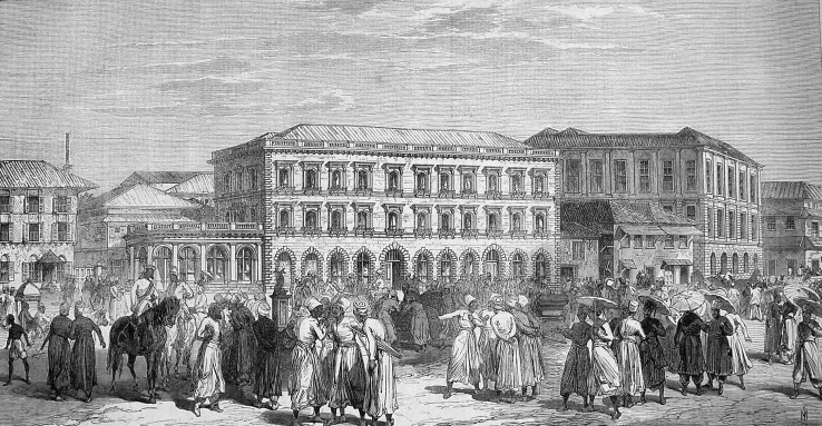 總部設於印度孟買的東藩匯理銀行創辦於1842年,原名為西印度銀行,主要業務為鴉片押匯,1845年來港開分行,成為第一家進入香港和中國的外資銀行,其後陸續在上海、廣州及福州等沿海城市開分行。(網上圖片) 總部設於印度孟買的東藩匯理銀行創辦於1842年,原名為西印度銀行,主要業務為鴉片押匯,1845年來港開分行,成為第一家進入香港和中國的外資銀行,其後陸續在上海、廣州及福州等沿海城市開分行。(網上圖片)