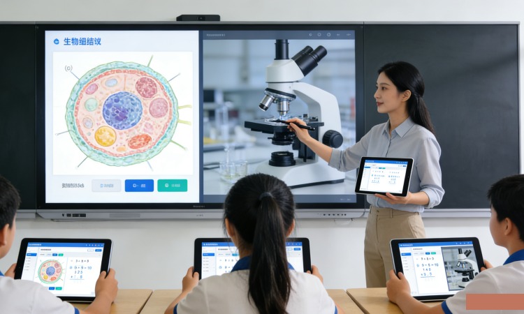 AI黑板 AI黑板提供語音指令、立體幾何動態展示、虛擬人助教等多模態功能,提升課堂的趣味性。