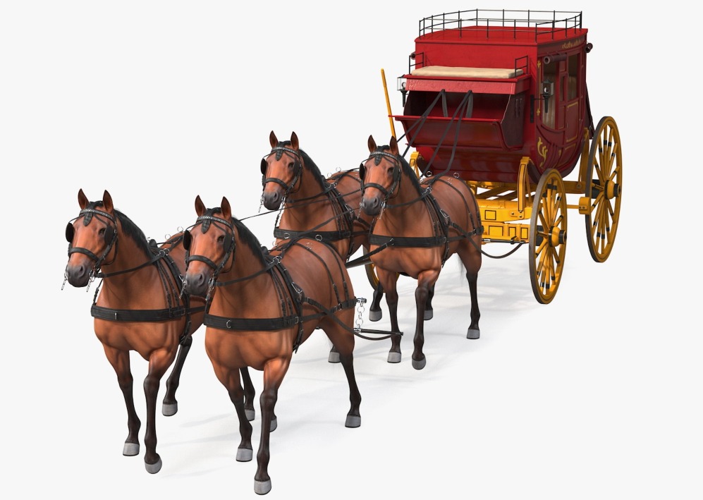 這是古代傳統交通工具，由四匹馬拉動一輛車，因此引申古語「一言既出，駟馬難追」。