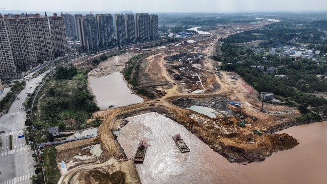 The section of the Qin River flowing through Qinzhou City.