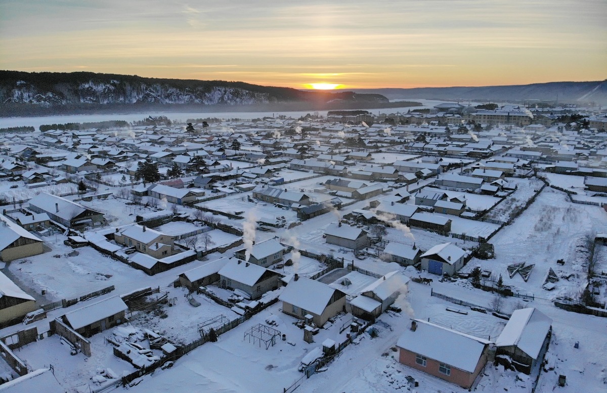 Beijicun Village in China's Mohe Eastnorth China's Mohe is an extremely cold place in winter. The picture shows Beijicun Village in Mohe.