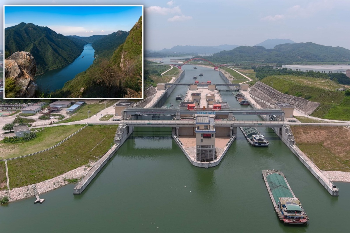 With the construction of the Zhejiang-Jiangxi-Guangdong Canal, Jiangxi may be the province that benefits the most. The picture shows the Gan River flowing through Nanchang, the capital of Jiangxi province; this river will become a section of the Zhejiang-Jiangxi-Guangdong Canal. The small picture shows the Feilai Gorge on the Bei River in Qingyuan.
