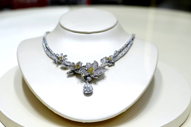 There is no difference in the chemical composition of lab-grown diamonds and natural diamonds. Pictured is jewellery made with lab-grown diamonds.