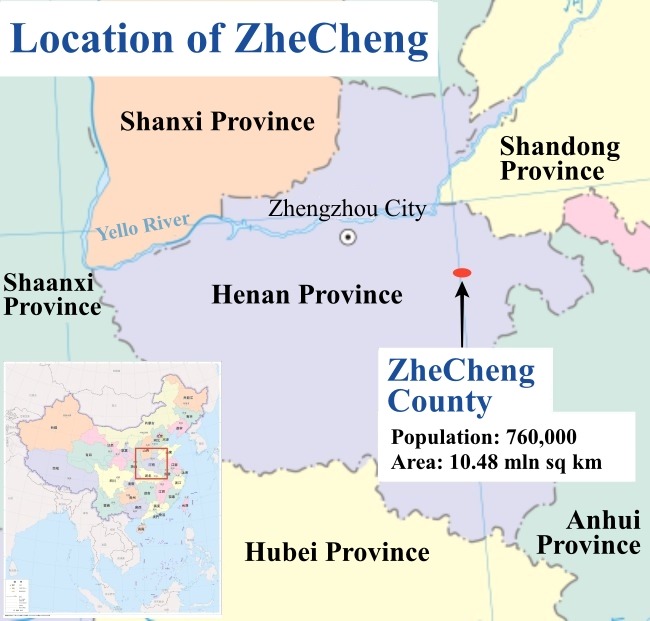 Map of Zhecheng County