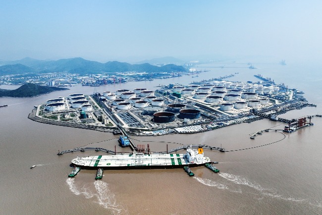 Crude oil terminal at Zhoushan Port, Zhejiang Province