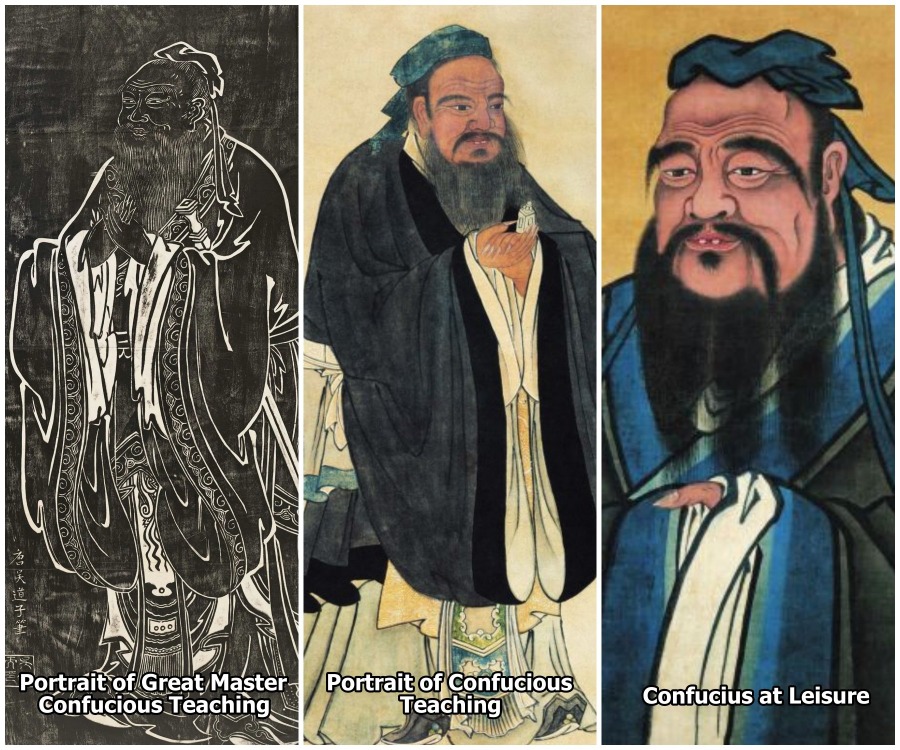 Three standard portraits of Confucious