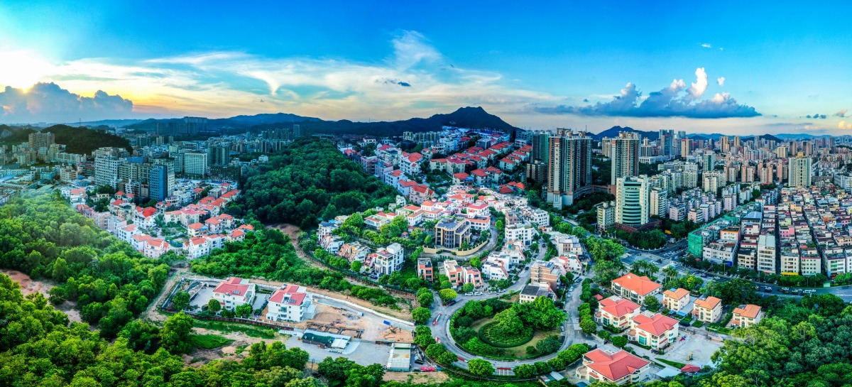 Aerial view of Chang'an Town, Dongguan