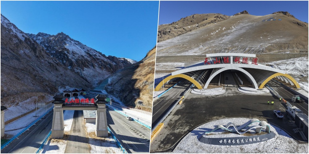 Tianshan Shengli Tunnel entrance and exit