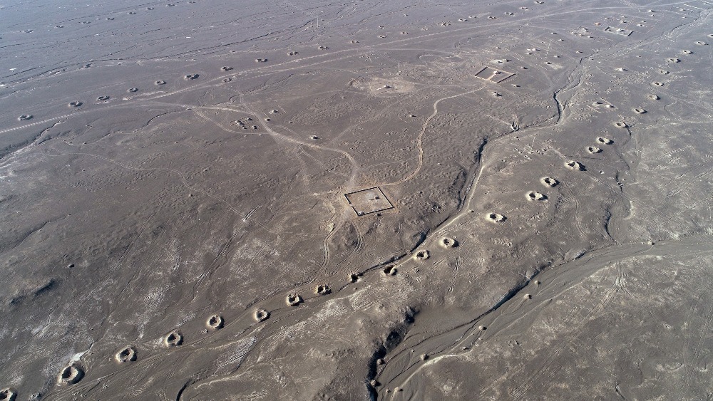 aerial photo of Karez system in Xinjiang