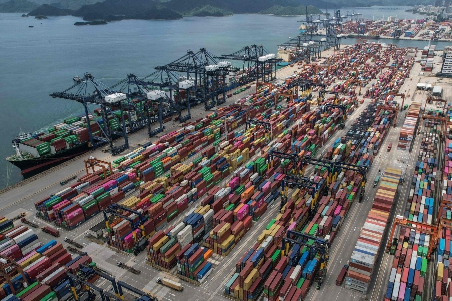  Pictured is the busy Yantian Port in Shenzhen. 
