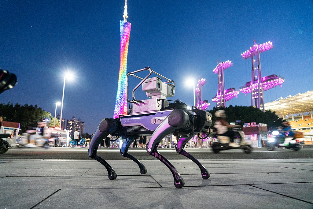 Robot dog patrolling in Guangzhou 