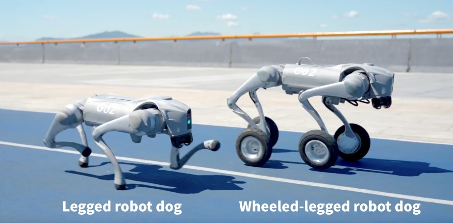 Comparison between legged robot dogs and wheeled-legged robot dogs
