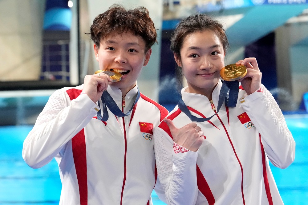 陳藝文和昌雅妮 陳藝文和昌雅妮在巴黎奧運跳水女子雙人3米板奪金