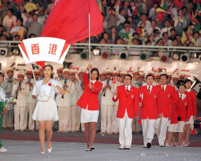 李麗珊為八運會的香港持旗手，帶令香港健兒及代表團成員進入會場。