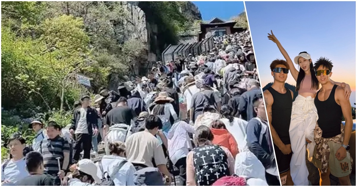 假期泰山景區人山人海，因此催生了「泰山陪爬」，陪爬員負責拎包、聊天、講解、拍照等。