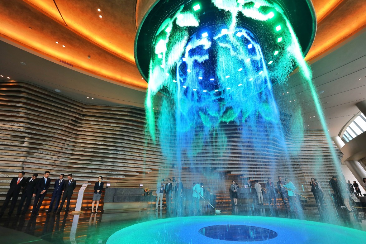 The dynamic water screen in the Shanghai's quarry hotel 