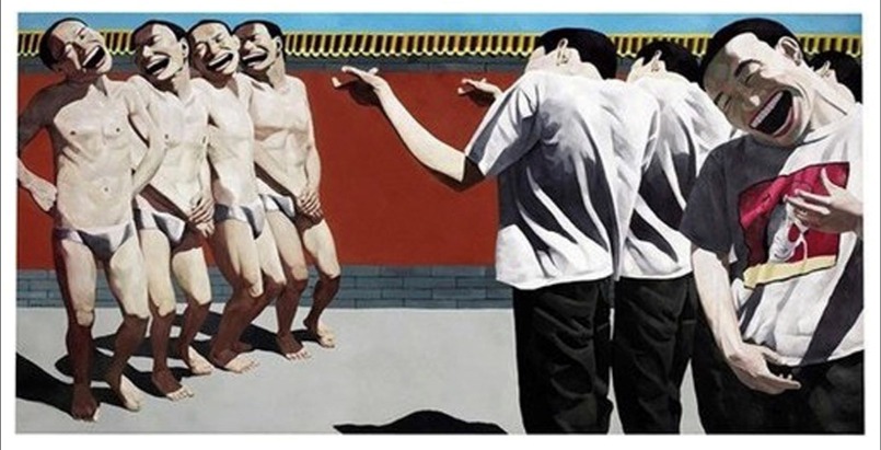岳敏君1996年創作的《處決》,是對法國印象派之父Édouard Manet 1867年《處決馬西米連諾皇帝》的二次創作,卡地亞當代藝術基金會館長Hervé Chandès分析「岳敏君作品,大笑背後訴求是拘禁、受困。」(網上圖片) 岳敏君1996年創作的《處決》,是對法國印象派之父Édouard Manet 1867年《處決馬西米連諾皇帝》的二次創作,卡地亞當代藝術基金會館長Hervé Chandès分析「岳敏君作品,大笑背後訴求是拘禁、受困。」(網上圖片)
