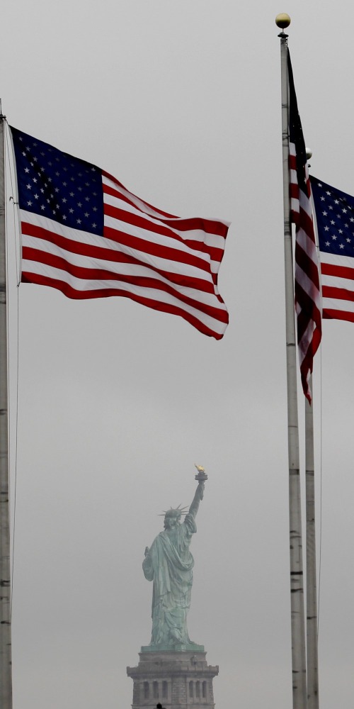 美国国旗、民主女神