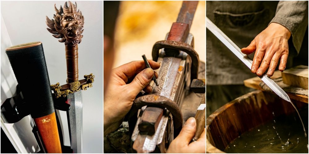 泡泡瑪特人氣IP角色Molly20周年特展上有一把訂製的龍泉寶劍，劍首龍頭有Molly的經典表情，劍身則刻滿專屬Molly的圖案，劍鞘也刻有K，代表Molly的創作者Kenny Wong。