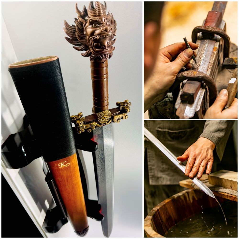 泡泡瑪特人氣IP角色Molly20周年特展上有一把訂製的龍泉寶劍，劍首龍頭有Molly的經典表情，劍身則刻滿專屬Molly的圖案，劍鞘也刻有K，代表Molly的創作者Kenny Wong。