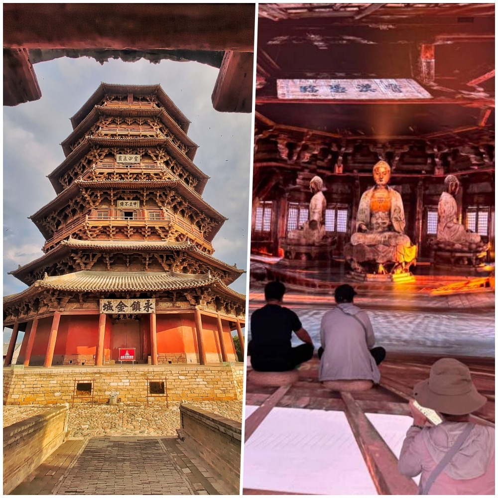 山西應縣木塔與小西天懸塑，分別在沉浸式數字空間和數字展覽中呈現，觀眾置身其中，感受山西古建的數字化保護成果。