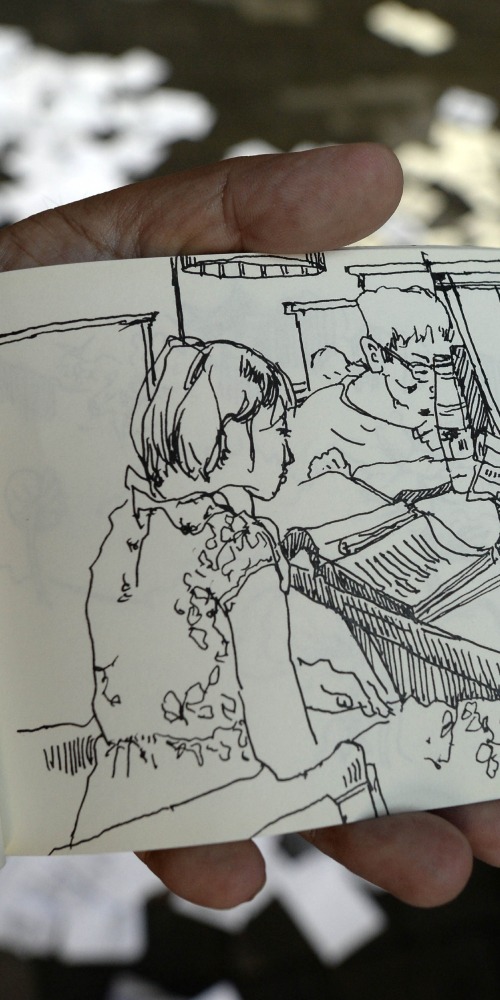 當代中國-中國教育-保安畫畫