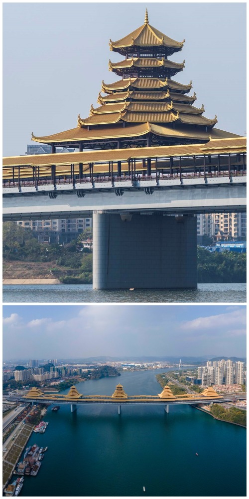 广西柳州凤凰岭大桥-世界跨径最大跨江风雨桥