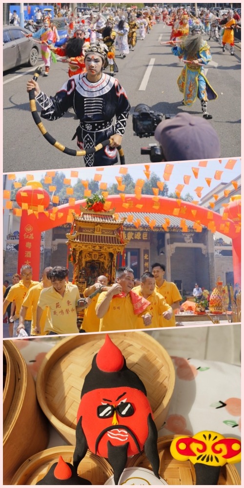  In Jun'an Town, Shunde, every year from the 4th to 20th of the lunar September, it's the grand day of Emperor Guan and Prince Wang's travels. The entire town joins in the celebration, with the sound of firecrackers and gongs and drums echoing through the sky. The atmosphere is bursting with excitement, comparable to the Chinese New Year. This traditional custom has a history of over 170 years and has been selected as the intangible cultural heritage of Guangdong Province. In recent years, it has also included other activities such as Cantonese opera, Guan Emperor's Fair, and food, creating a super cultural festival that lasts half a month. 
