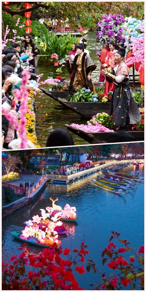 岭南水上花市已有百年历史，是全国特有的过年传统。广州有句话：“未行过花街不算过年”。行花街亦即行花市，是广东传统的春节习俗，早在清代已开始发展起来，而以广州的花市最繁盛。