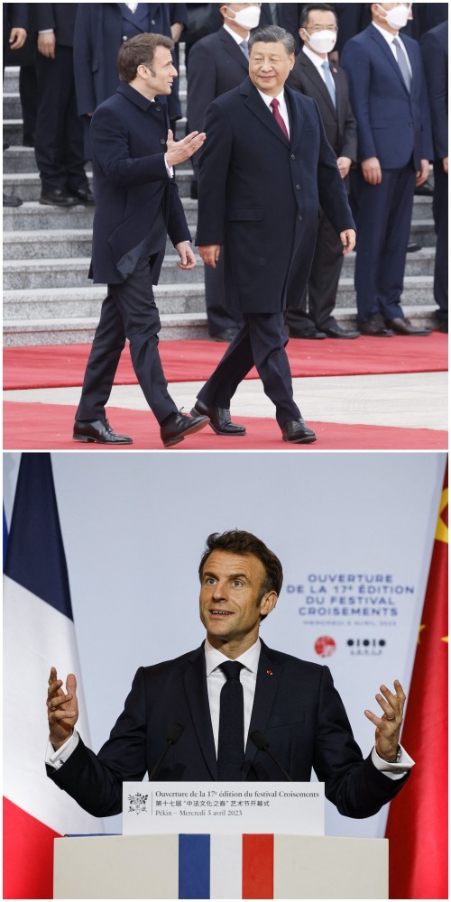 马克龙访华-会晤习近平-欢迎仪式