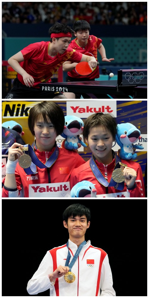Paris Olympics Chinese Team's Quan Hongchan, Sun Yingsha, Wang Chuqin, Sheng Lihao 